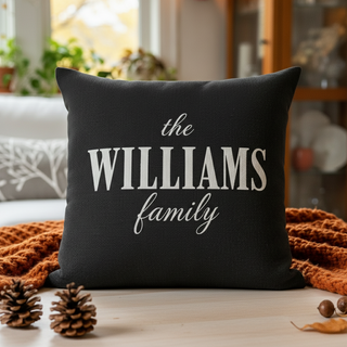 Black_pillow_with_The_Williams_Family_The_Blanket_Shop